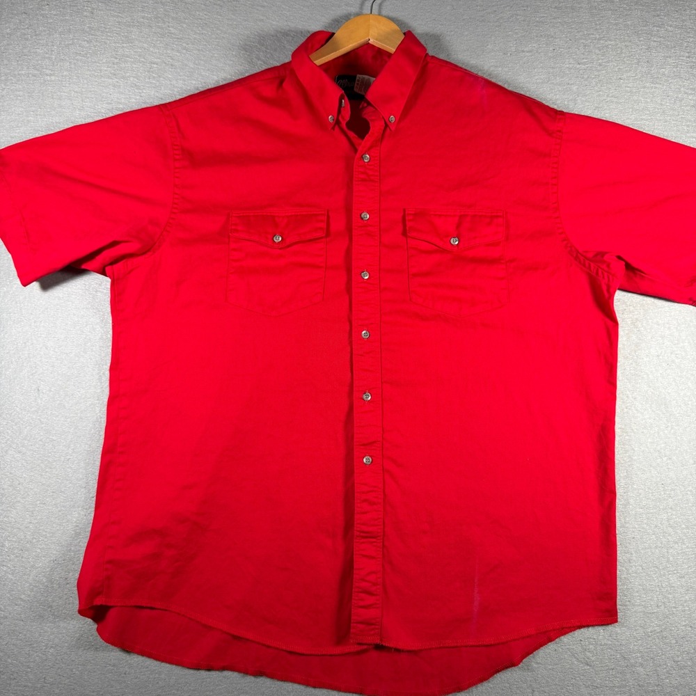 Wrangler Mens Red Western Short Sleeve Button Down Shirt XXL MP2814R Cotton